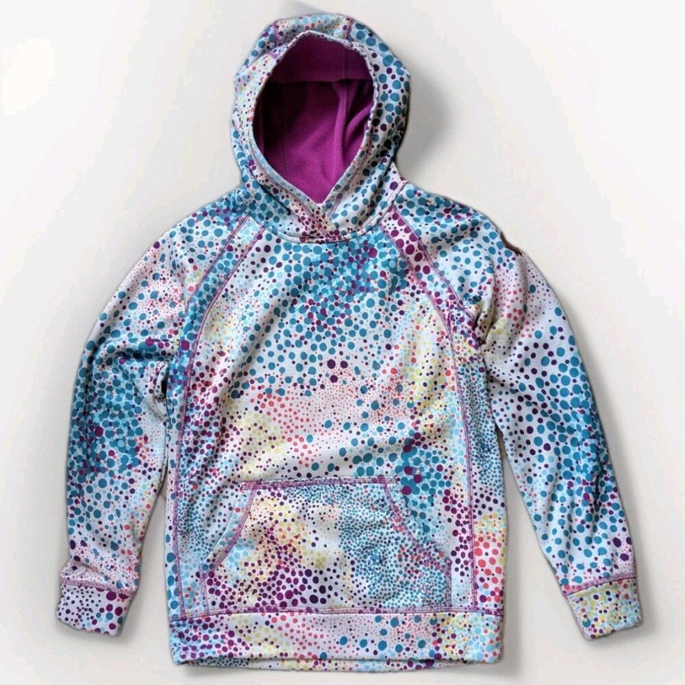 Burton Girls Crown Bonded Pullover Hoodie Stout White Dots Fleece Lined Girl's L